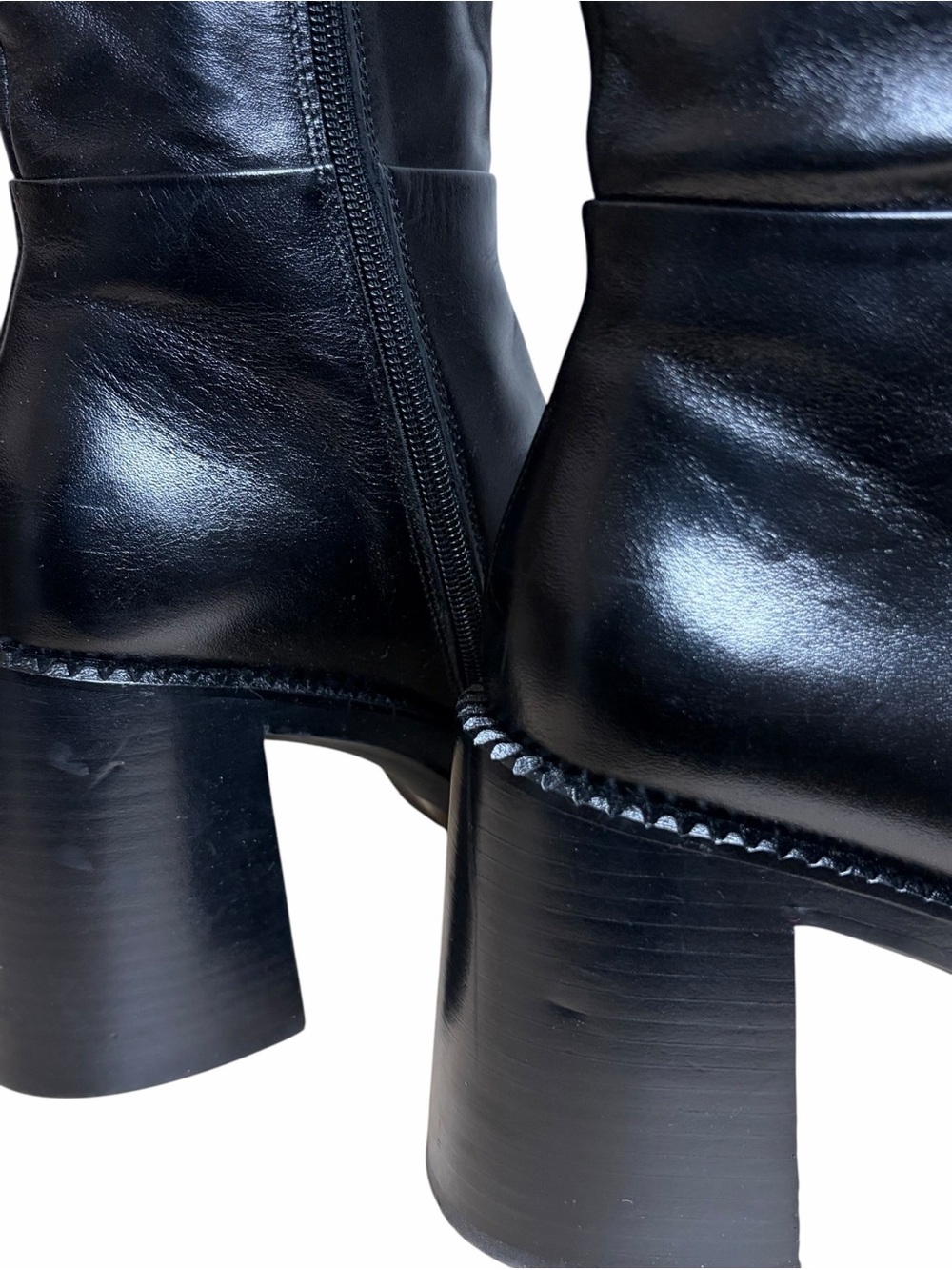 Jeffrey Campbell The Band Black Knee High Square Toe Platform Boots - Picture 5 of 12